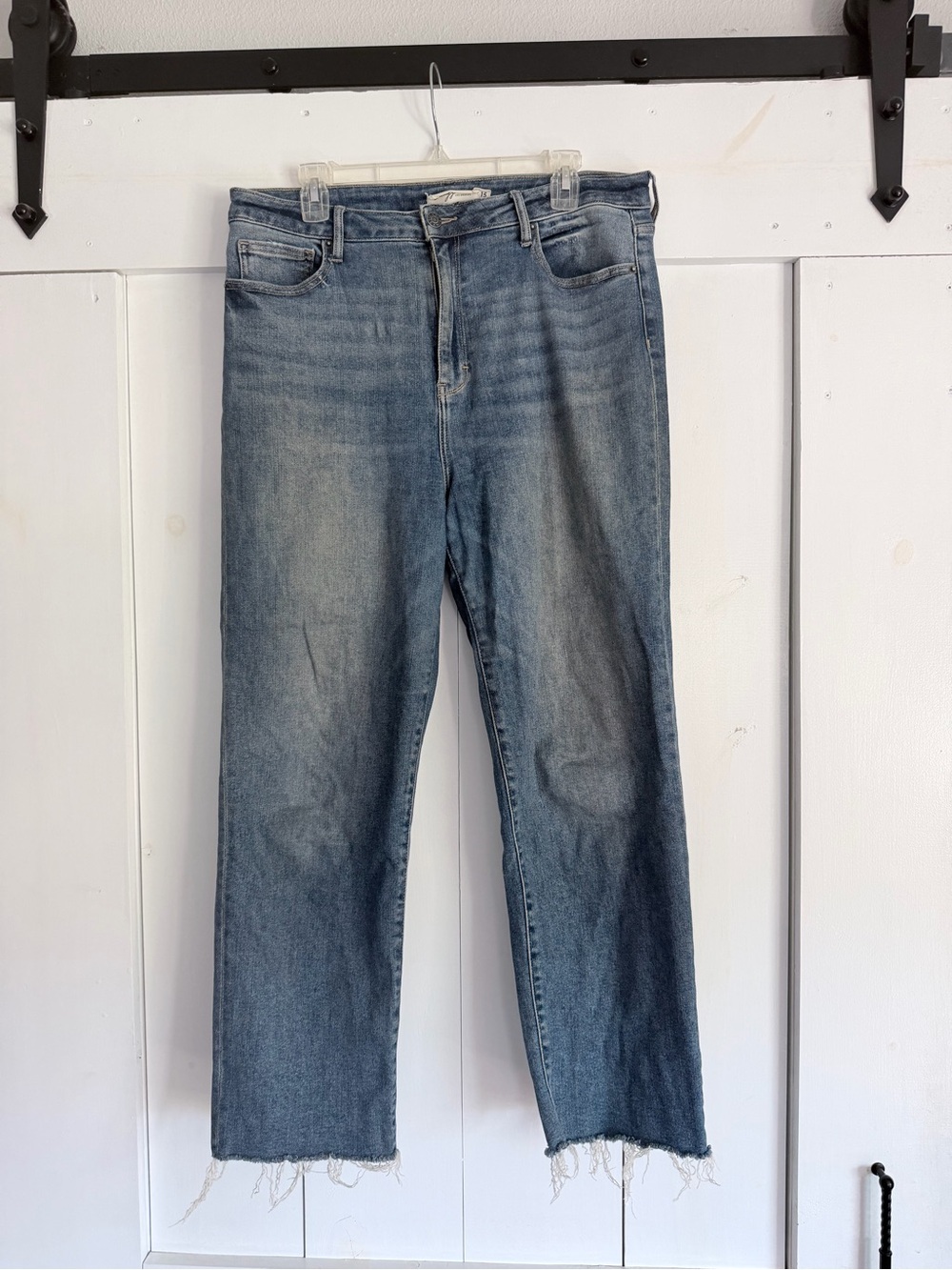 CJLA- Straight Leg Raw Hem Light Wash Jeans